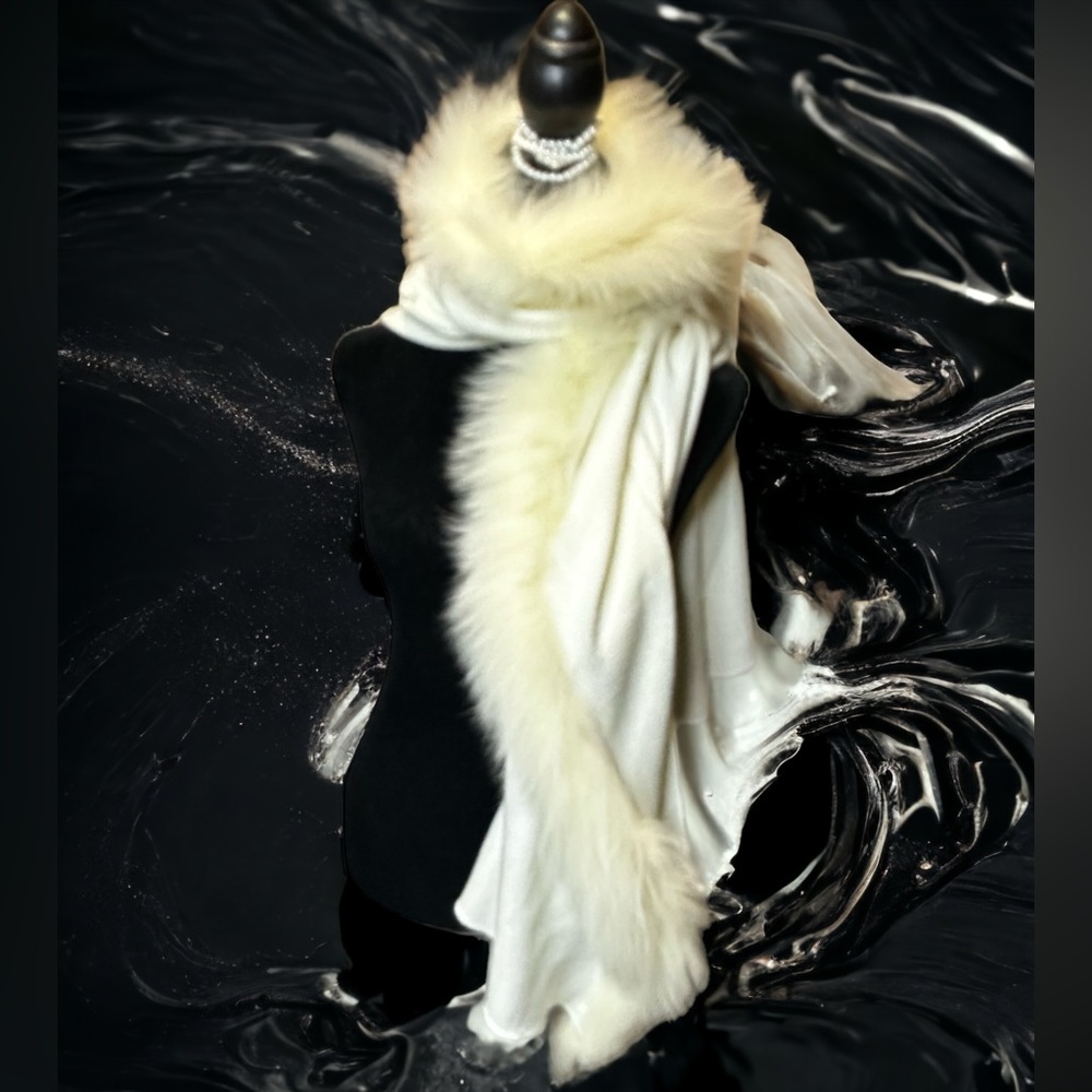 Adrienne Landau Cream Fox Scarf/Shawl